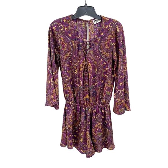 Show Me Your Mumu Tillie Tie Romper Paisley Boho Festival Long Sleeve Size S - Picture 1 of 11
